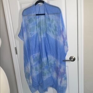Lulla Collection by Bindya blue purple, green, and white tie dye kimono